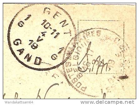 AK 1899 Schloss Stolzenfels Mit Oberlahnstein 10-11.4V. 19 GENT GAND 1 G POSTES MINAIRES BELGIQUE 16-17.3V. 19 Nach Gand - Lahnstein