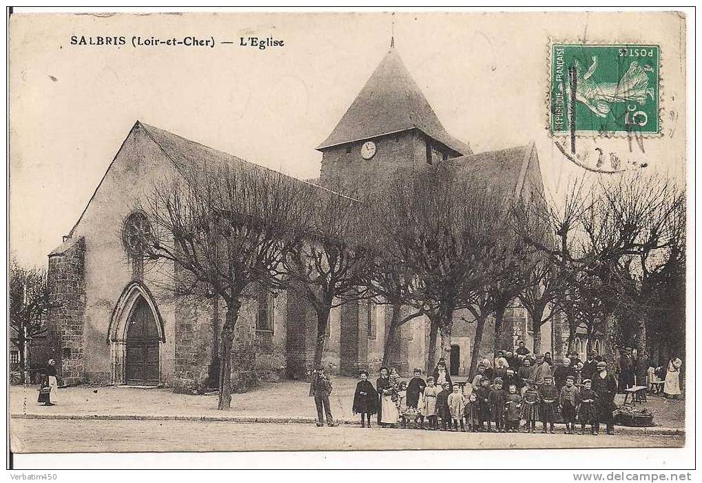 41..SALBRIS..L EGLISE..REUNION DE FAMILLE..BAPTEME??BEBE ET LANDAU..2 SCANS - Salbris