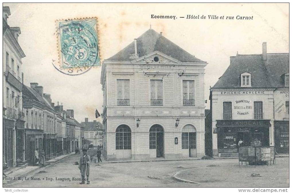 ECOMMOY - Hôtel De Ville Et Rue Carnot - Ecommoy