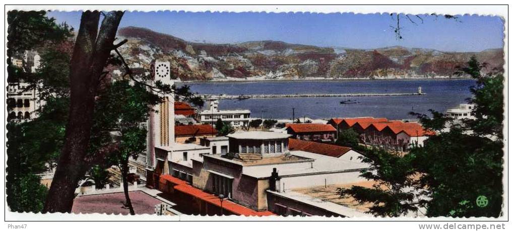 ALGERIE, PHILIPPEVILLE (SKIKDA), Gare C.F.A. Baie, Jetée, Phare, Bâteaux, Horloge, Camion Renault - Skikda (Philippeville)