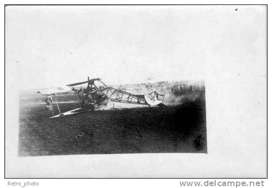 Carte-photo Aviation - Crash D'un Biplan ( Non-localisé ) - Ongevalen