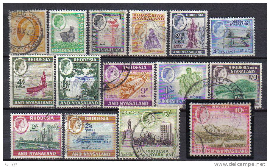 CI364  - RHODESYA NYASALAND , Serietta 14 Valori Yvert N. 19/31 - Rhodesia & Nyasaland (1954-1963)