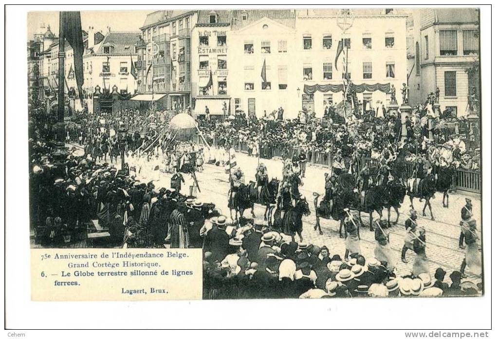 75ème ANNIVERSAIRE DE L´INDEPENDANCE BELGE  6 LE GLOBE TERRESTRE SILLONNE DE LIGNES FERREES - Fêtes, événements