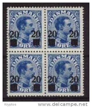 Denmark - 1926 - Chr. X - 20 øre On 40 øre - 1 Block Of 4 - Unused Stamps