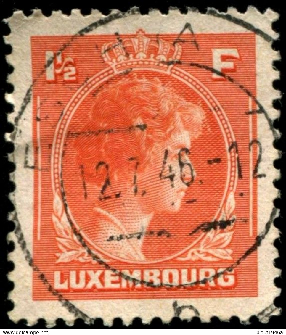 Pays : 286,04 (Luxembourg)  Yvert Et Tellier N° :   347 (o) Belle Oblitération - 1944 Charlotte Rechterzijde