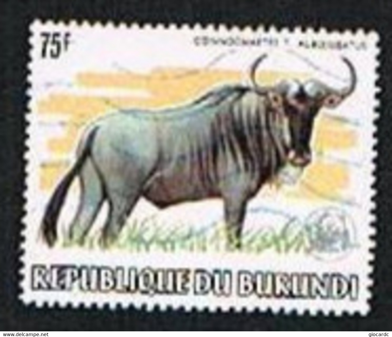 BURUNDI - SG 1409 - 1983 ANIMALS: CONNOCHAETES T. ALBOJUBATUS (WITH WWW SYMBOL) -  USED - Usados