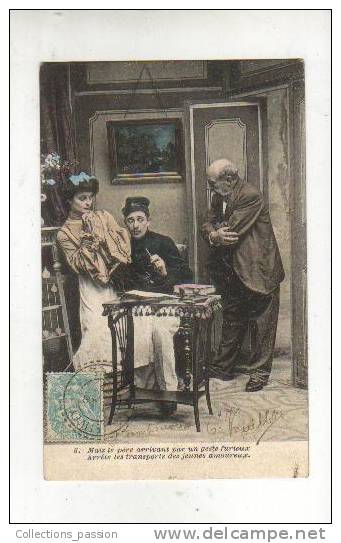 Cp, Couples, 5. Mais Le Père Arrivant Par Un Geste Furieux..., Voyagée 1905 - Paare