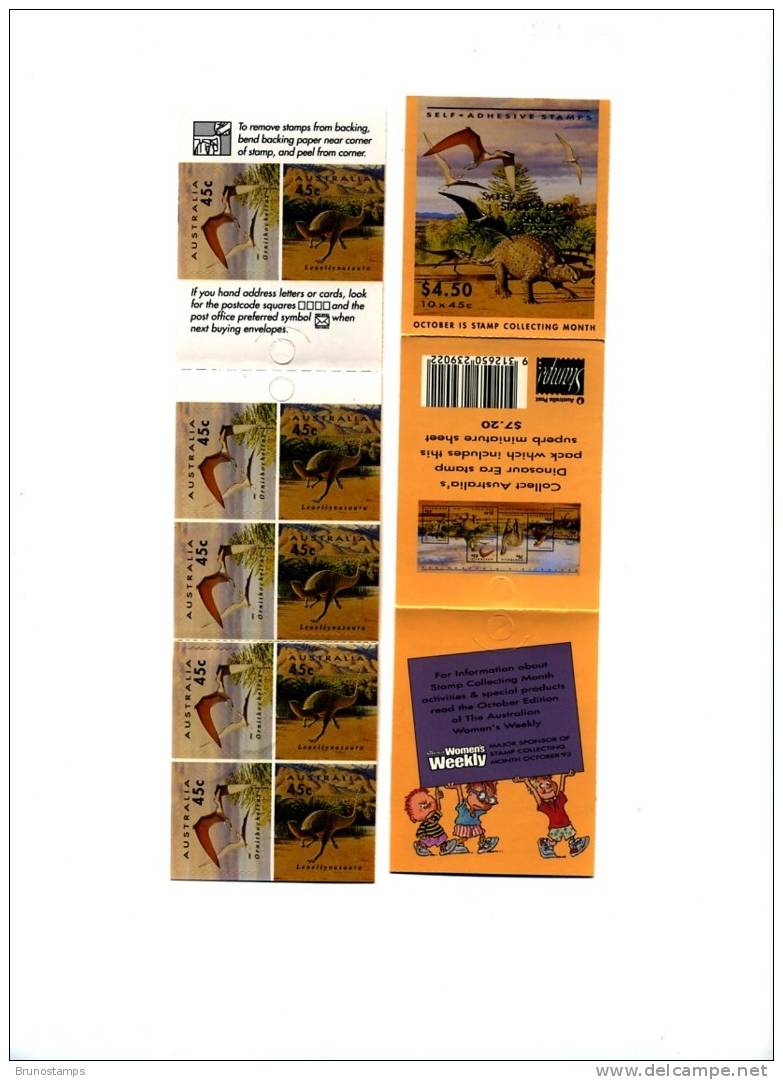 AUSTRALIA - 1993 $ 4.50 DINOSAURS BOOKLET OVPT SYDNEY STAMP SHOW MINT NH SG SB81 - Carnets