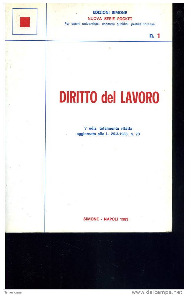 X 3F DIRITTO DEL LAVORO EDIZIONI SIMONE 1983 - Diritto Ed Economia