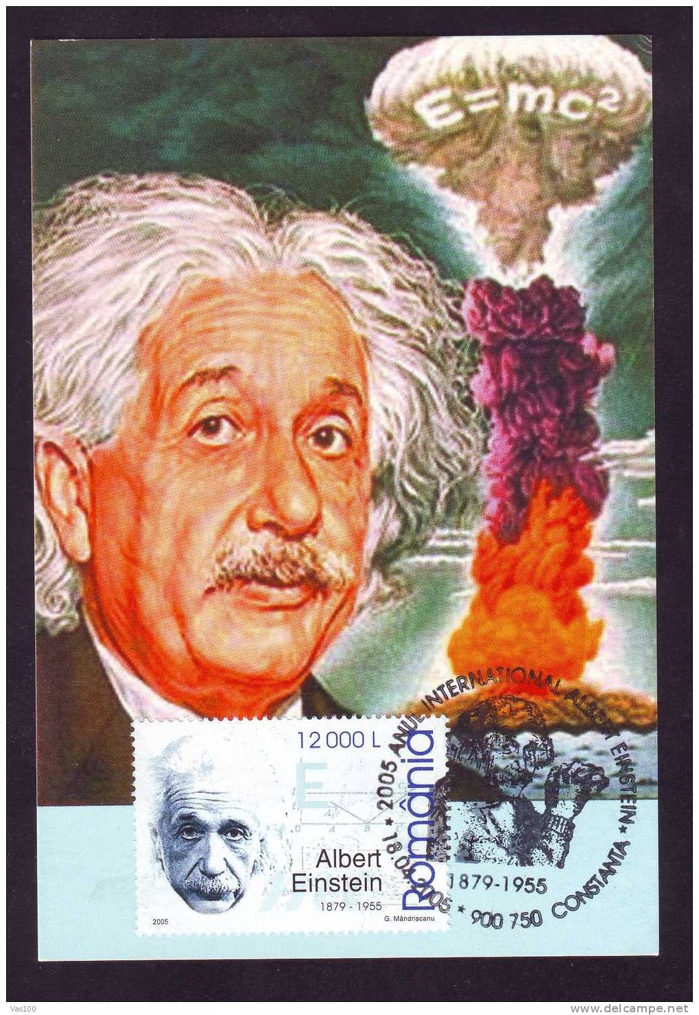 EINSTEIN Bombe Atomique - Carte Maximum, Oblitération Concordante 2005 - Maximum Card With Special Cancel Atomic Bomb - Albert Einstein