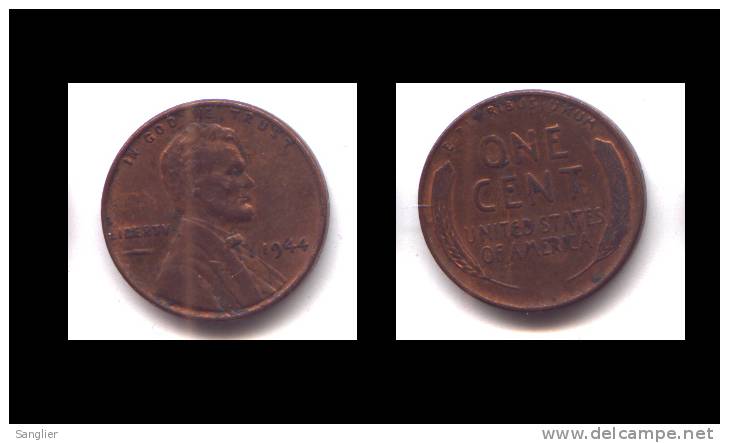 1 CENT LINCOLN 1944 - 1909-1958: Lincoln, Wheat Ears Reverse