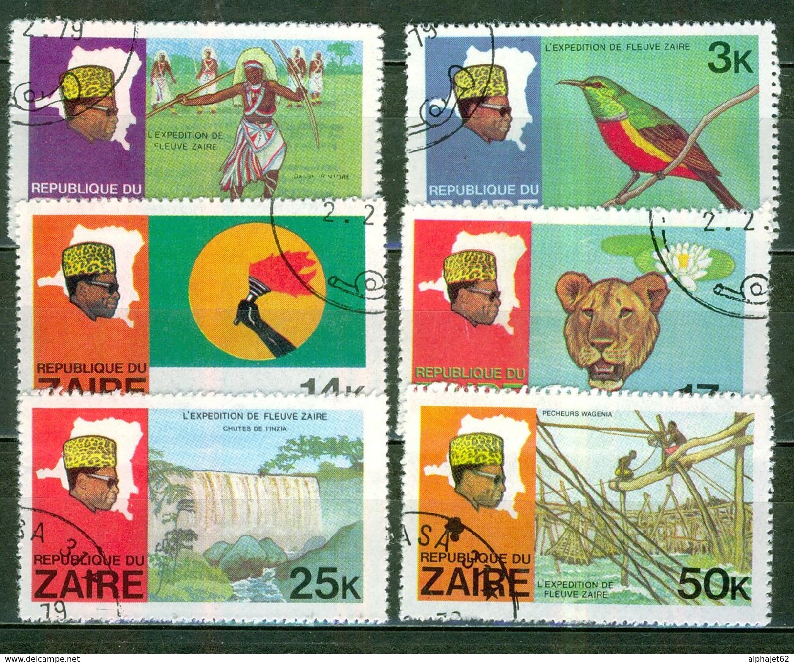 Danseur Nitore, Oiseau - Fleuve Zaire - ZAIRE - Léopard, Nénuphar, Pecheur - N° 926-927-929-930-932-933 - 1978 - Used Stamps