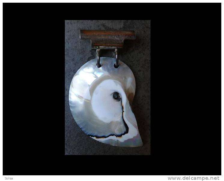 Très Joli Pendant Argent Et Nacre De L'océan Indien / Smart Shell And Silver Pendant For The Indian Ocean - Volksschmuck