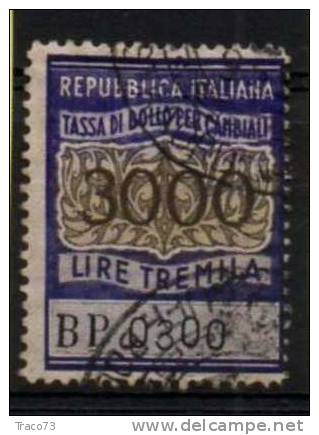 1953 - TASSA DI BOLLO PER CAMBIALI - LIRE  3.000  - Fil. Ruota - Steuermarken