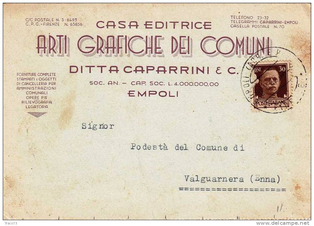EMPOLI  20.08.1942   -  Card Cartolina -   "Ditta Casa Editr. Caparrini & C.  " - Firma - Publicité