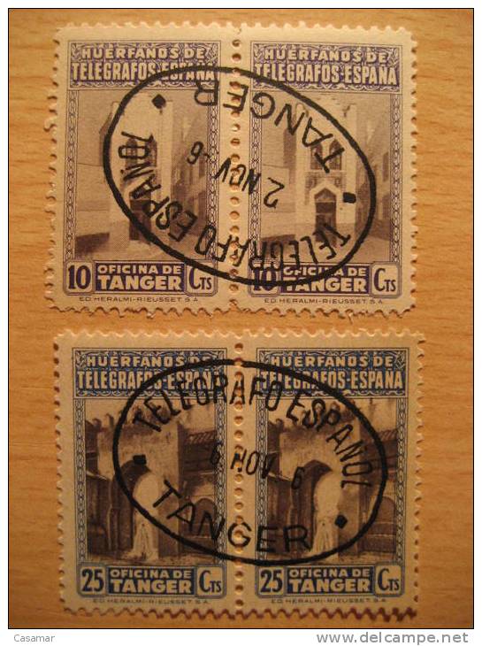 TANGER 1946 Matasellos Telegrafo Español Oval Sobre 6x2 Pareja Huerfanos De Telegrafos Fiscal Cinderella Beneficiencia - Maroc Espagnol