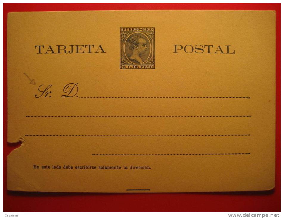 Nº5ck 2c Peso Variedad S Rota Laiz Rotura En Lado Izquierdo Tarjeta Entero Postal Stationery Postcard Puerto Rico - Puerto Rico