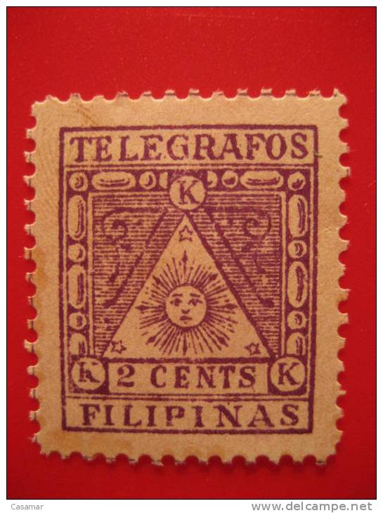 Filipinas Telegrafos 2cents De Peso K Sol Triangulo Telegraph Fiscal Tasa Tax Cinderella Colonias Españolas - Philipines