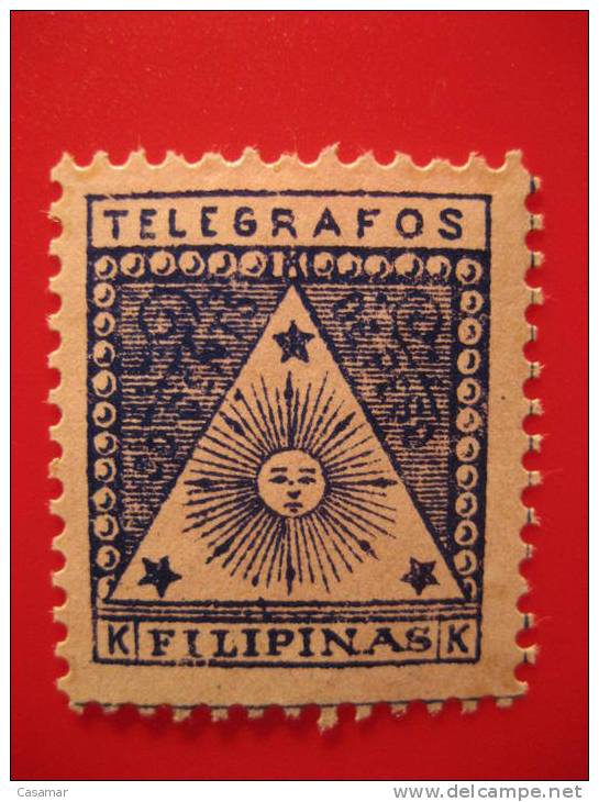 Filipinas Telegrafos Azul K Sol Triangulo Telegraph Fiscal Tasa Tax Cinderella Colonias Españolas - Philipines