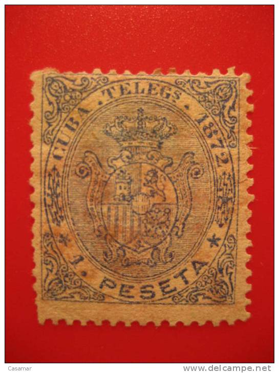 Cuba Telegrafos 1870 500m 1872 1pta 2 Sellos Stamps Telegraph Fiscal Tasa Tax Cinderella Escudo Arm America - Kuba (1874-1898)