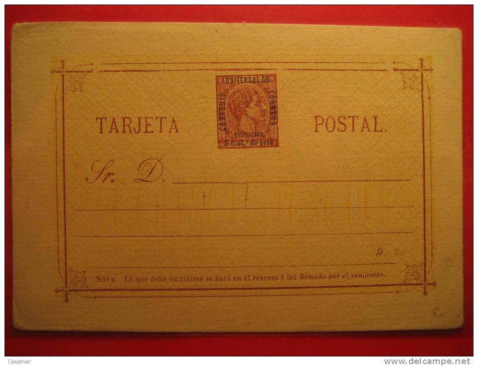 Nº2 Sobrecarga Convenio Universal De Correos Habilitado 3 Cent Peso Tarjeta Entero Postal Stationery Postcard FILIPINAS - Philippinen