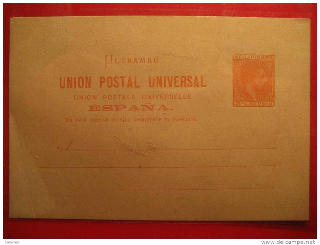 Nº3 3c De Peso Ultramar UPU Doblez Y Mancha Tarjeta Entero Postal Stationery Postcard FILIPINAS - Filipinas