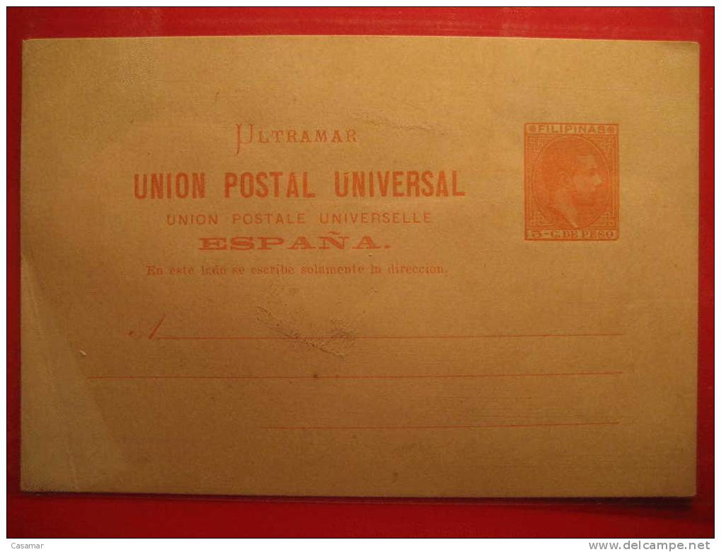 Nº3 3c De Peso Ultramar UPU Doblez Y Mancha Tarjeta Entero Postal Stationery Postcard FILIPINAS - Philipines