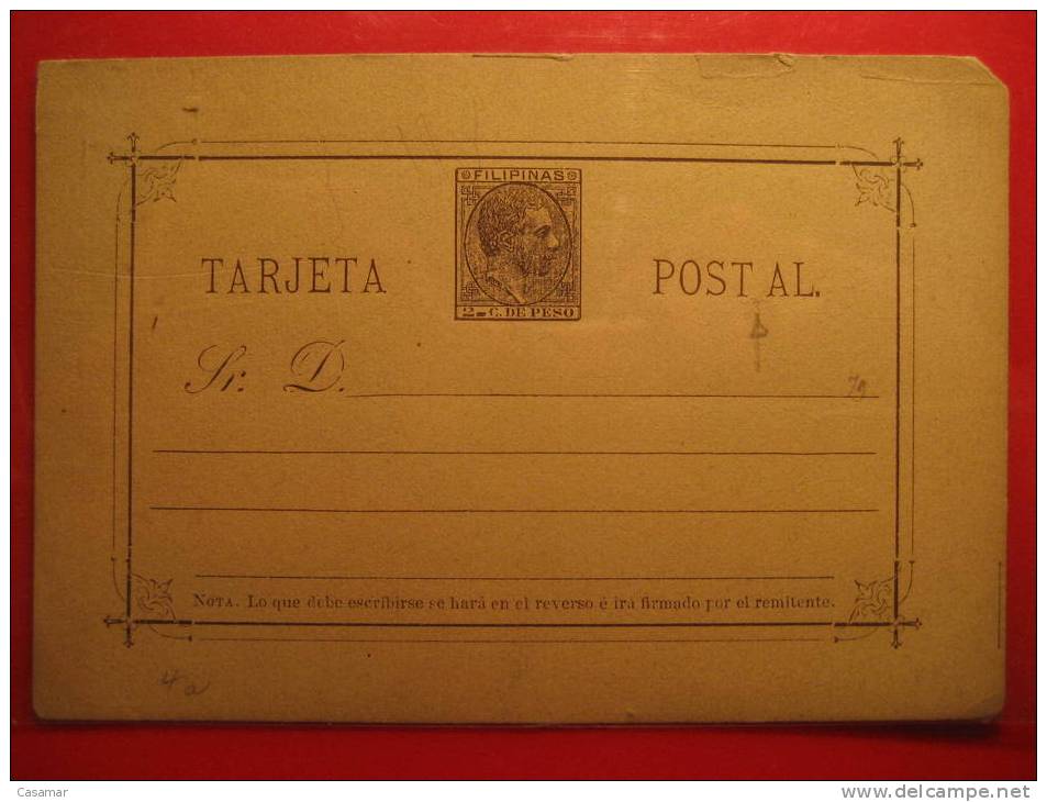 Nº4ca (espacio Entre T Y A) 1 Punta Rotura  2c De Peso Tarjeta Entero Postal Stationery Postcard FILIPINAS - Filipinas