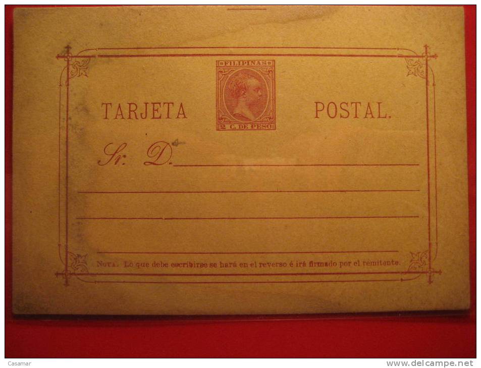 Nº8Ac (rabillo D Corto) Mancha Parcial 2c De Peso Tarjeta Entero Postal Stationery Postcard FILIPINAS - Filipinas