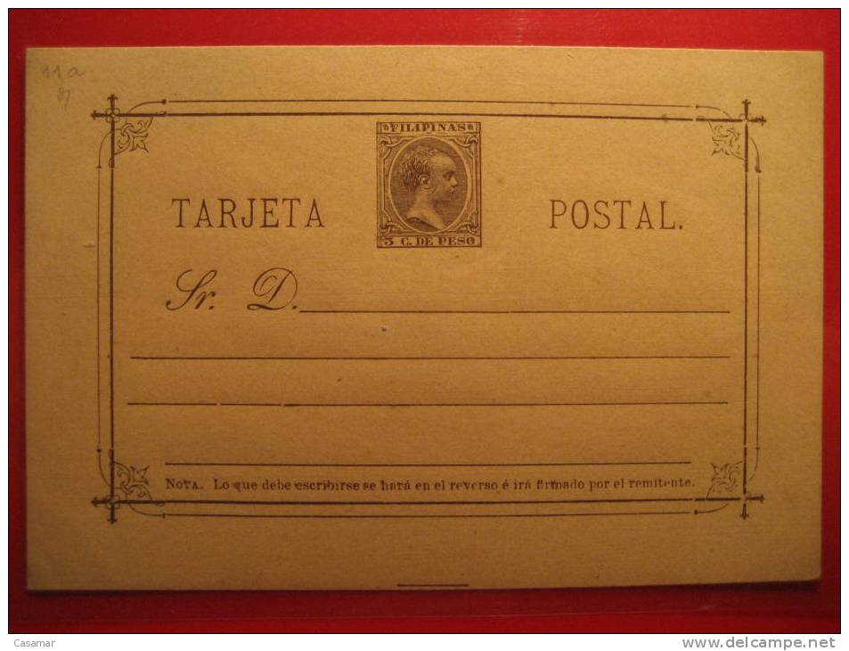 Nº11 3c De Peso Tarjeta Entero Postal Stationery Postcard FILIPINAS - Filippine