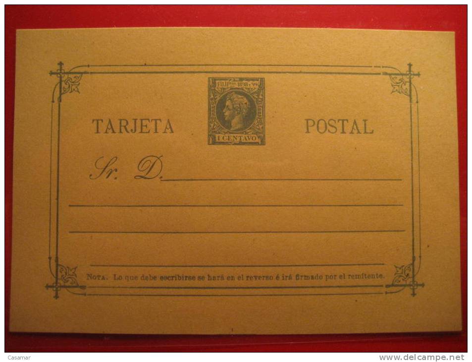 Nº13A Verde Cartulina Anteada 1 Centavo Tarjeta Entero Postal Stationery Postcard FILIPINAS - Philippinen