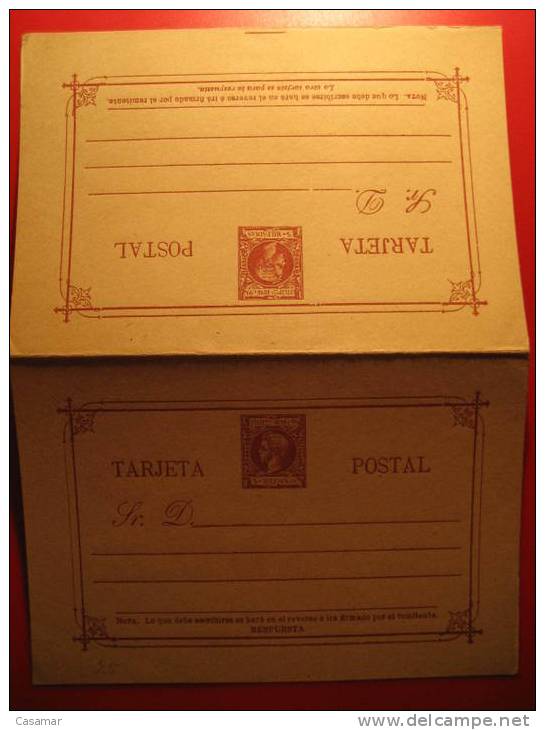 Nº16A Cartulina Salmon 5 Milesimas + Respuesta Tarjeta DOBLE Entero Postal Stationery Postcard FILIPINAS - Philippines