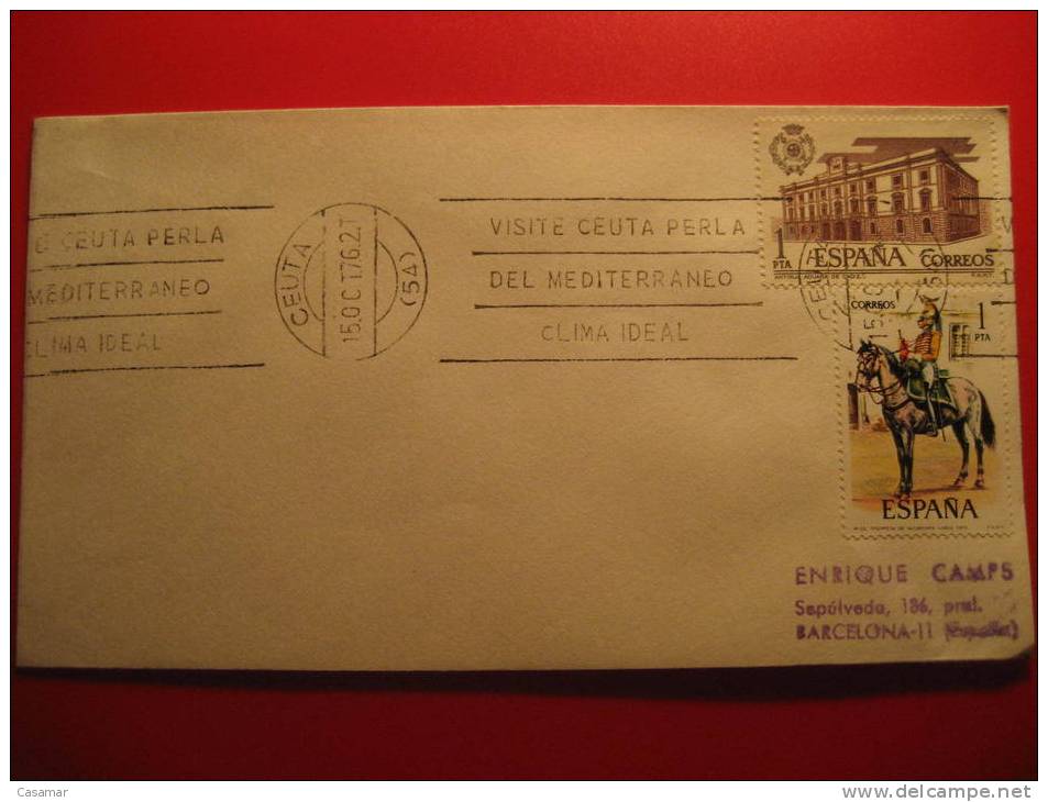 CEUTA 1976 Visite Perla Del Mediterraneo Clima Ideal Rodillo Matasellos Especial Sobre Cover Enveloppe España Africa - Maroc Espagnol