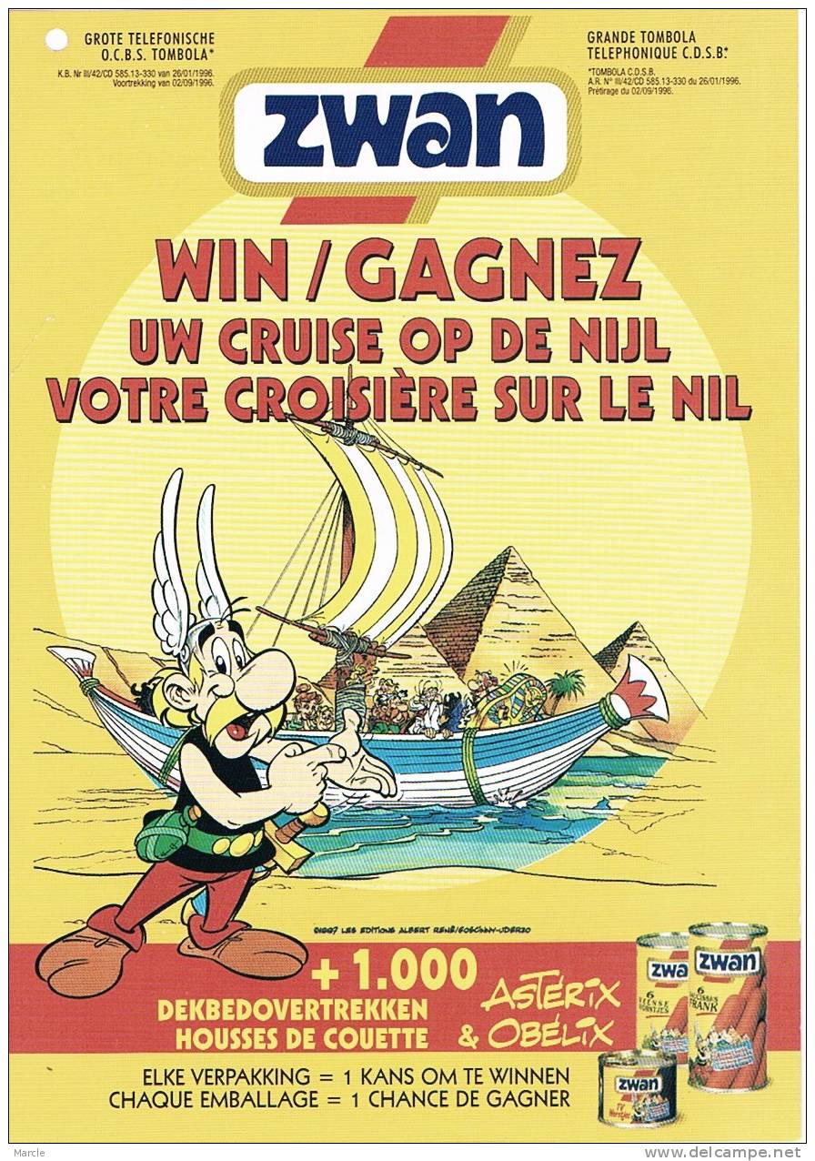 Flyer Asterix Win Uw Cruise Op De Nijl / Gagnez Votre Croisière Sur Le Nil  ZWAN  1996 - Asterix