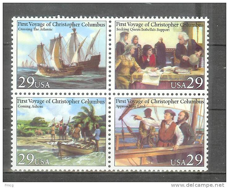 1992 Columbus, Block Of 4, Mint Never Hinged - Unused Stamps