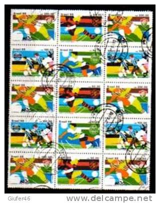 Brasile - Blocco X 15 Francobolli Uniti  USATi A TEMA CALCIO - Used Stamps