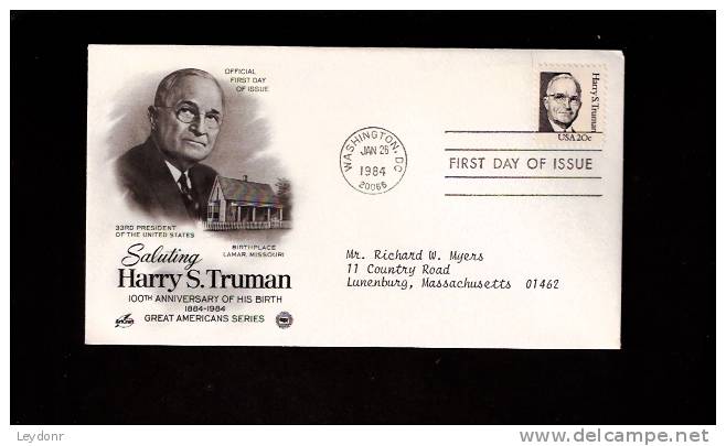 FDC Harry S. Truman - Scott # 1862 - 1981-1990