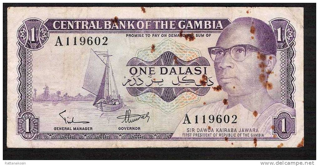 GAMBIE  P4a 1  DALASI 1971 Signature 2  FIRST SIGNATURE  FINE  NO P.h. ! - Gambia