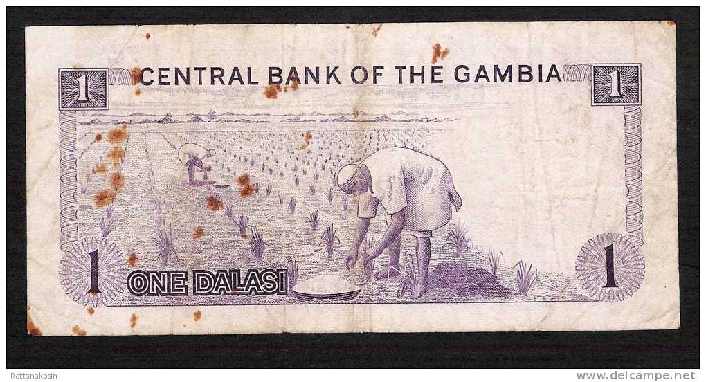 GAMBIE  P4a 1  DALASI 1971 Signature 2  FIRST SIGNATURE  FINE  NO P.h. ! - Gambia