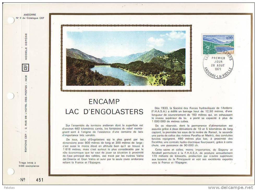 Document CEF Encamp Lac D´Engolasters - 28 Août 1971 - Document N°9 Du Catalogue CEF - FDC