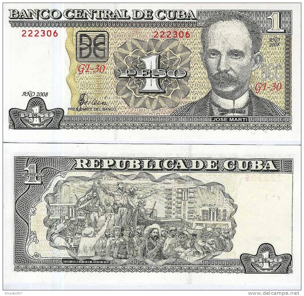 1 PESO Aus Kuba  (un Pesos De Cuba) - Bankfrisch Unc-  2008 - Siehe Bilder - Cuba