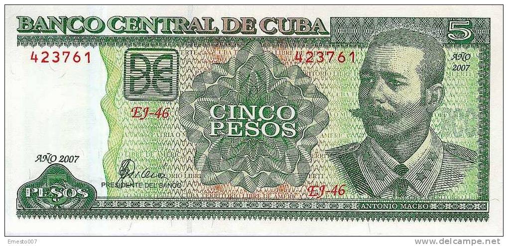 5 PESOS Aus Kuba (cinco Pesos De Cuba) - Bankfrisch Unc - 2007 - Siehe Bilder - Kuba