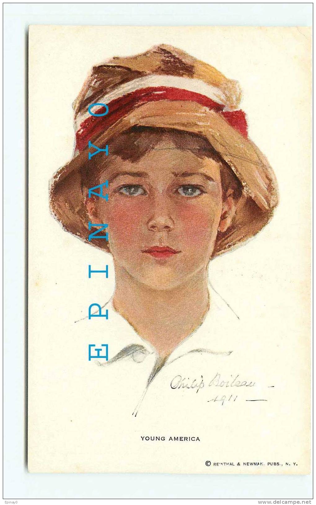 B - ILLUSTRATEUR - BOILEAU Philippe - ? - YOUNG AMERICA - FEMME - CHAPEAU - COIFFURE - COIFFE - édit. Reinthal & Newman - Boileau, Philip