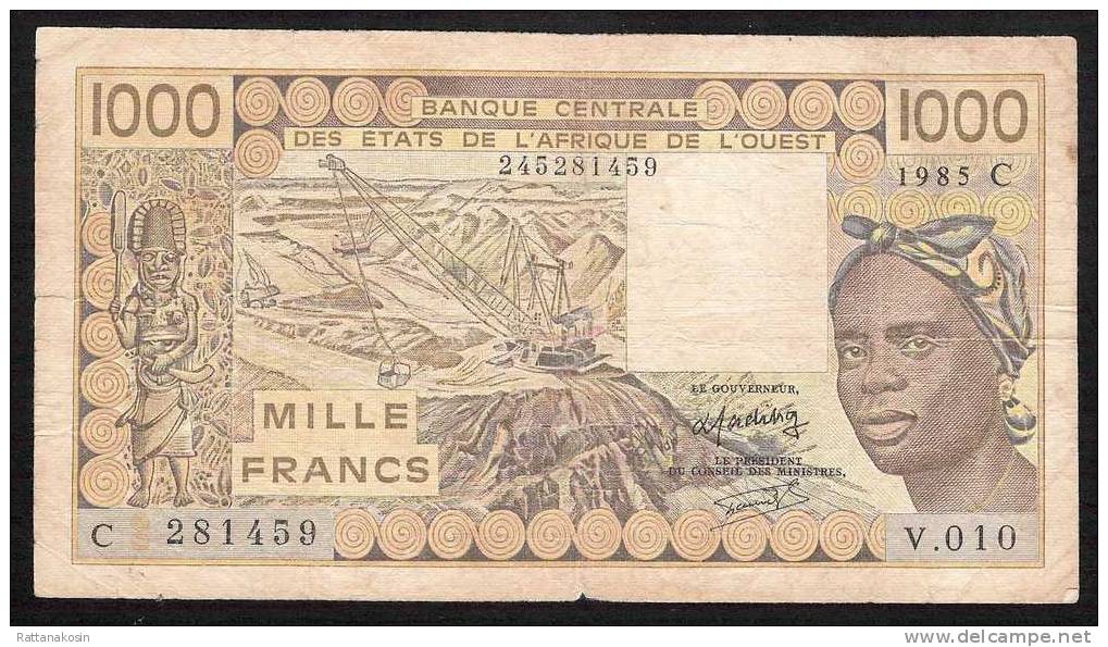 W.A.S. BURKINA FASO P307Cf 1000 FRANCS 1985 Signature 19  FINE NO P.h. ! - Burkina Faso