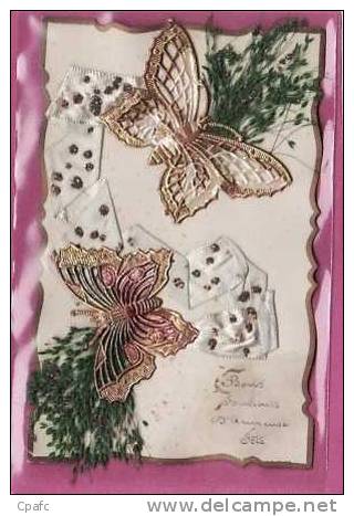 Carte En Celluloïde Avec Des Papillons - Insects