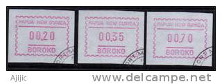 PAPOUASIE. Premiere Serie Frama ATM .  3 T-p Oblit.  Annee 1991.  Cote 12.00 €.Serie Complete - Automaatzegels [ATM]