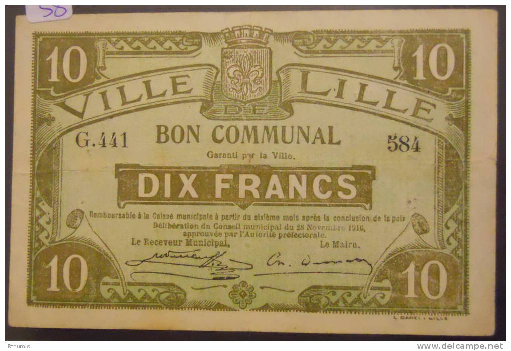 Lille 59 10 Francs Pirot 59-1609 R1   TTB - Bons & Nécessité