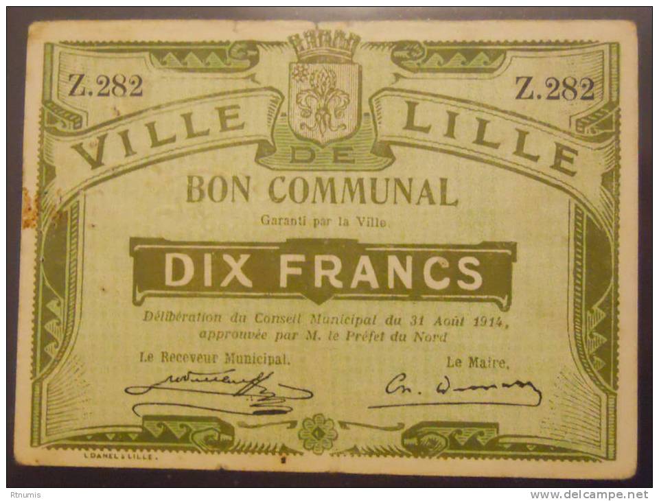 Lille 59 10 Francs Pirot 59-1604 R1   TTB - Bons & Nécessité