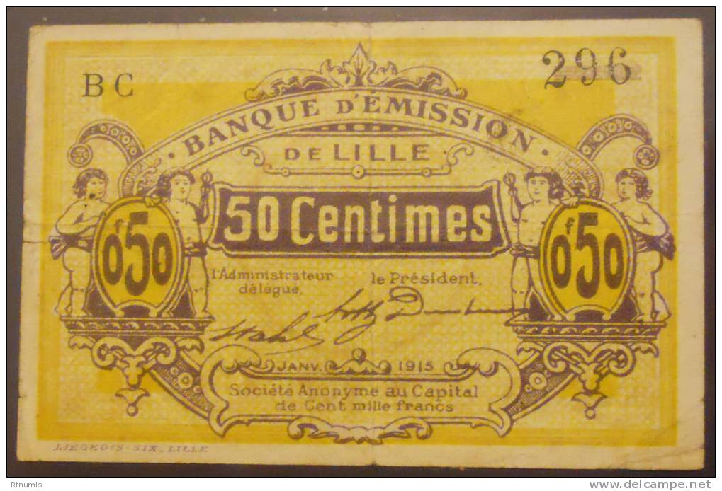 Lille 59 50 Centimes Pirot 59-1594    TB - Bons & Nécessité