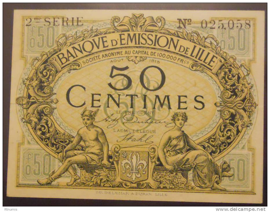 Lille 59 50 Centimes Pirot 59-1599    TTB - Bons & Nécessité